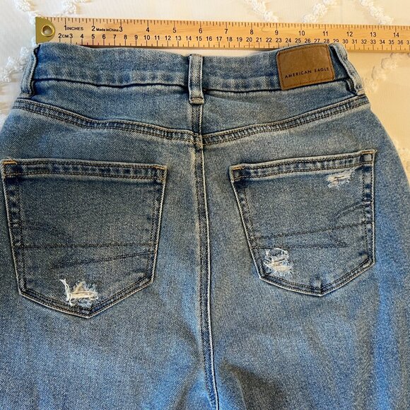 Americal Egale Denim - American Eagle Curvy Mom Ripped Stretch Jeans SIZE 0